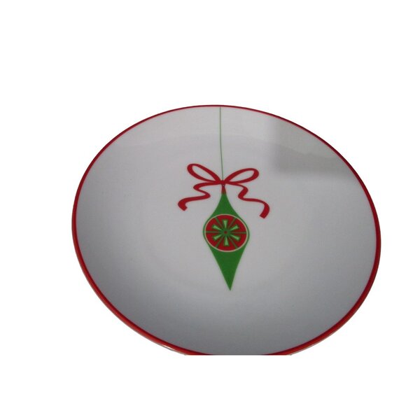 Crate & Barrel Christmas Ornament Luncheon Dessert Salad Plates Four EUC - Picture 13 of 16